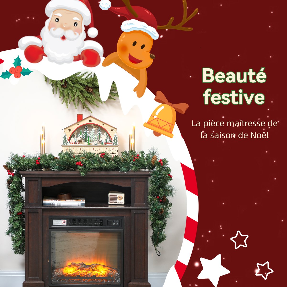 Guirlande de Noël Plastique Vert vert, HOMCOM