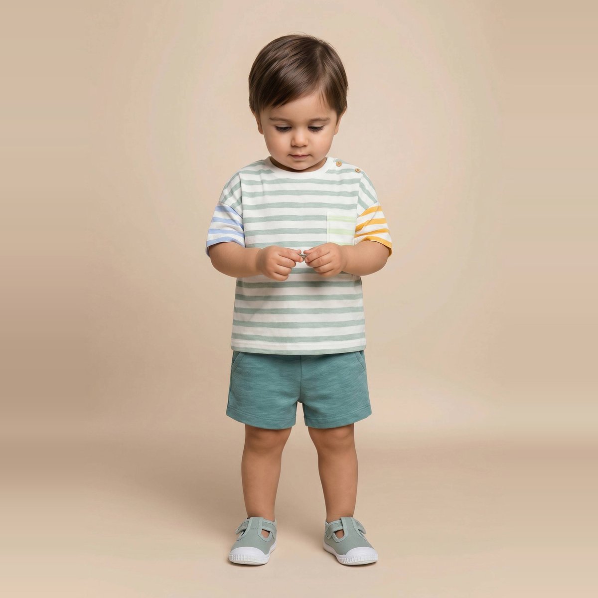 T-shirt manches courtes rayé en coton BIO GOTS petiole, BOUT'CHOU