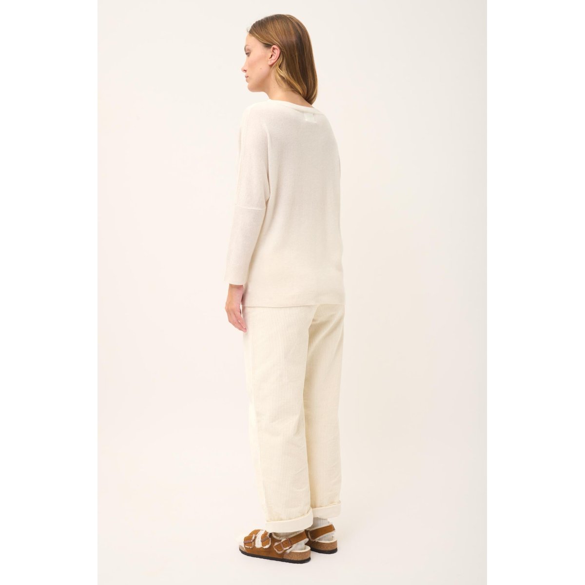 Pull Chauve Souris Ivoire Rebecca blanc, JUST CASHMERE