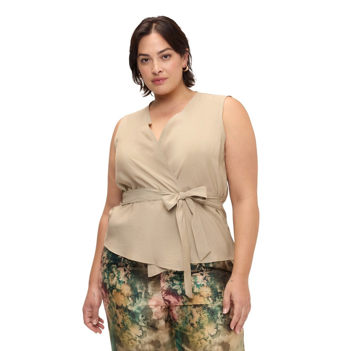 Gilet en tencel beige, FIORELLA RUBINO