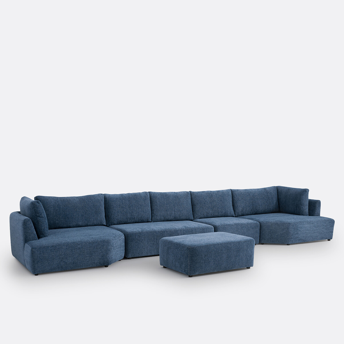 Modulaire 2-zitsbank Monica in gemêleerd chenille nachtblauw, LA REDOUTE INTERIEURS