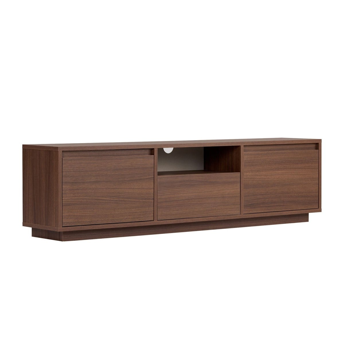 Meuble TV 3 abattants 1 niche - LUME noyer, CALICOSY