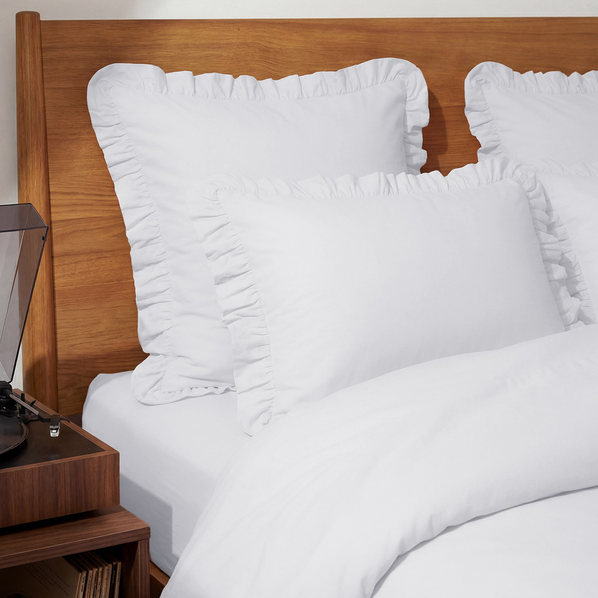 Parure housse de couette avec 2 taies 50x70 cm SOFT PERCALE LILY blanc, SENSEI MAISON
