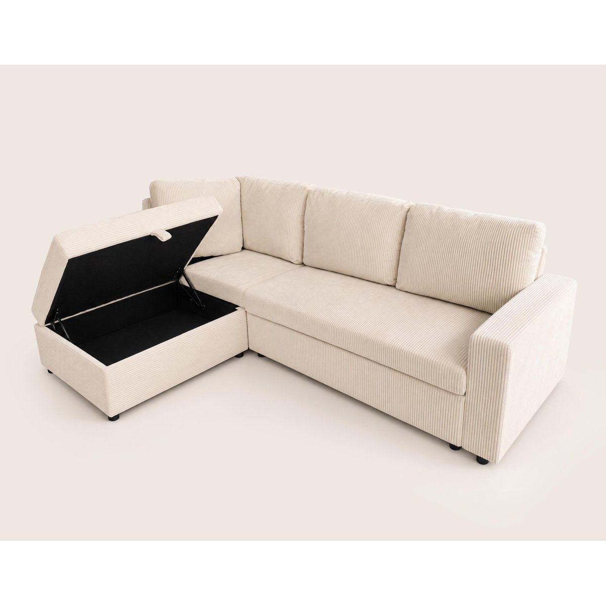 Canapé d'Angle Convertible en Velours côtelé 5 places - MEIYA beige, BEST MOBILIER