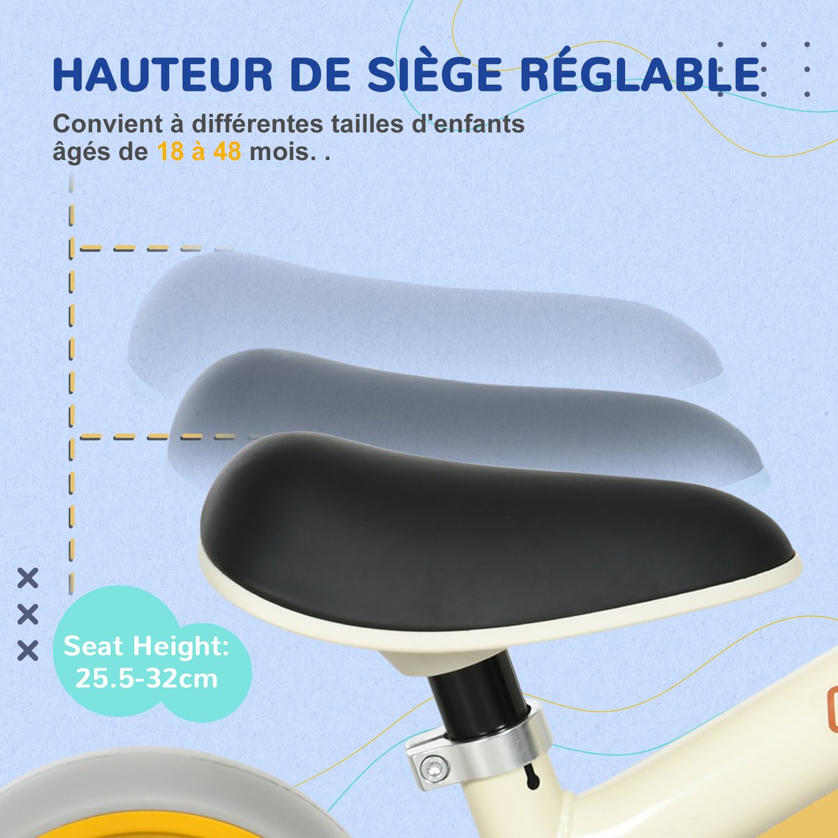 Vélo d'équilibre pour enfants Acier Orange orange, blanc, noir, gris, AIYAPLAY