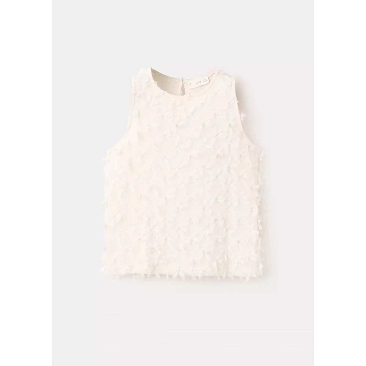 T-shirt fleurs relief blanc cassé, MANGO KIDS