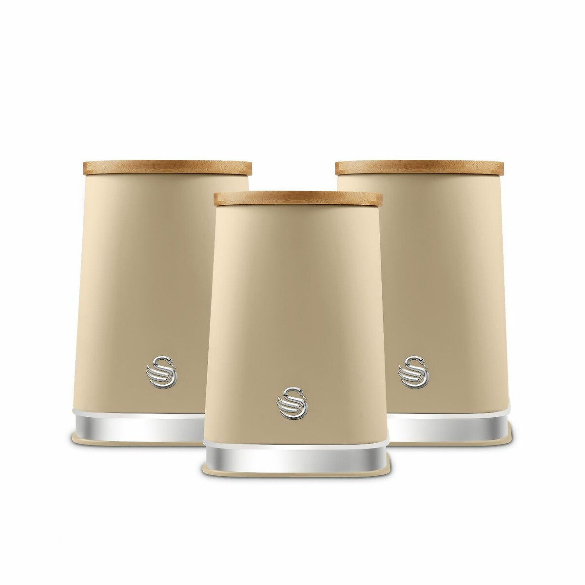 Set of 3 Nordic Tea Coffee Sugar Canisters oatmeal, SWAN