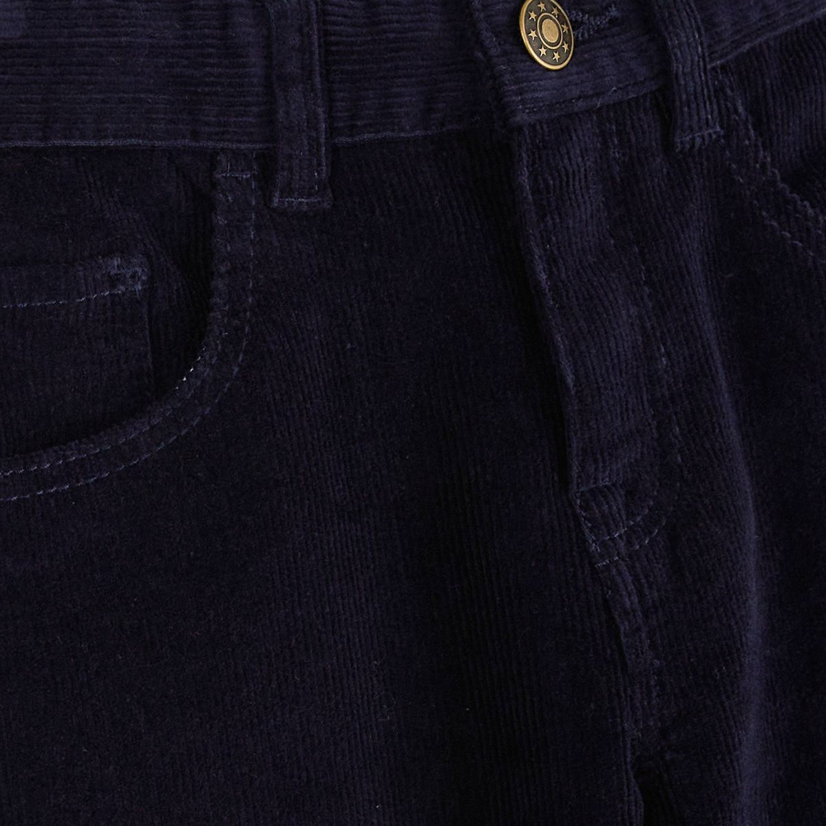 Pantalon droit en velours marine, MONOPRIX