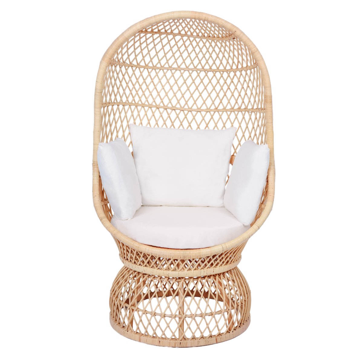 Fauteuil oeuf en rotin naturel et tissu, MANADO beige, NORDLYS