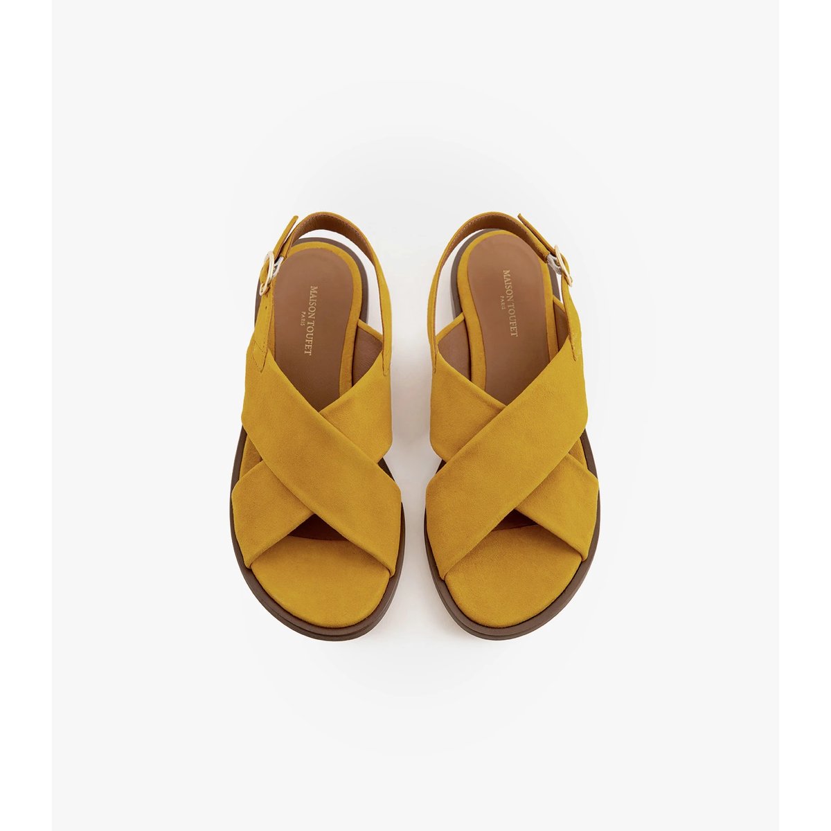 Sandale cuir velours AXELLE jaune, MAISON TOUFET