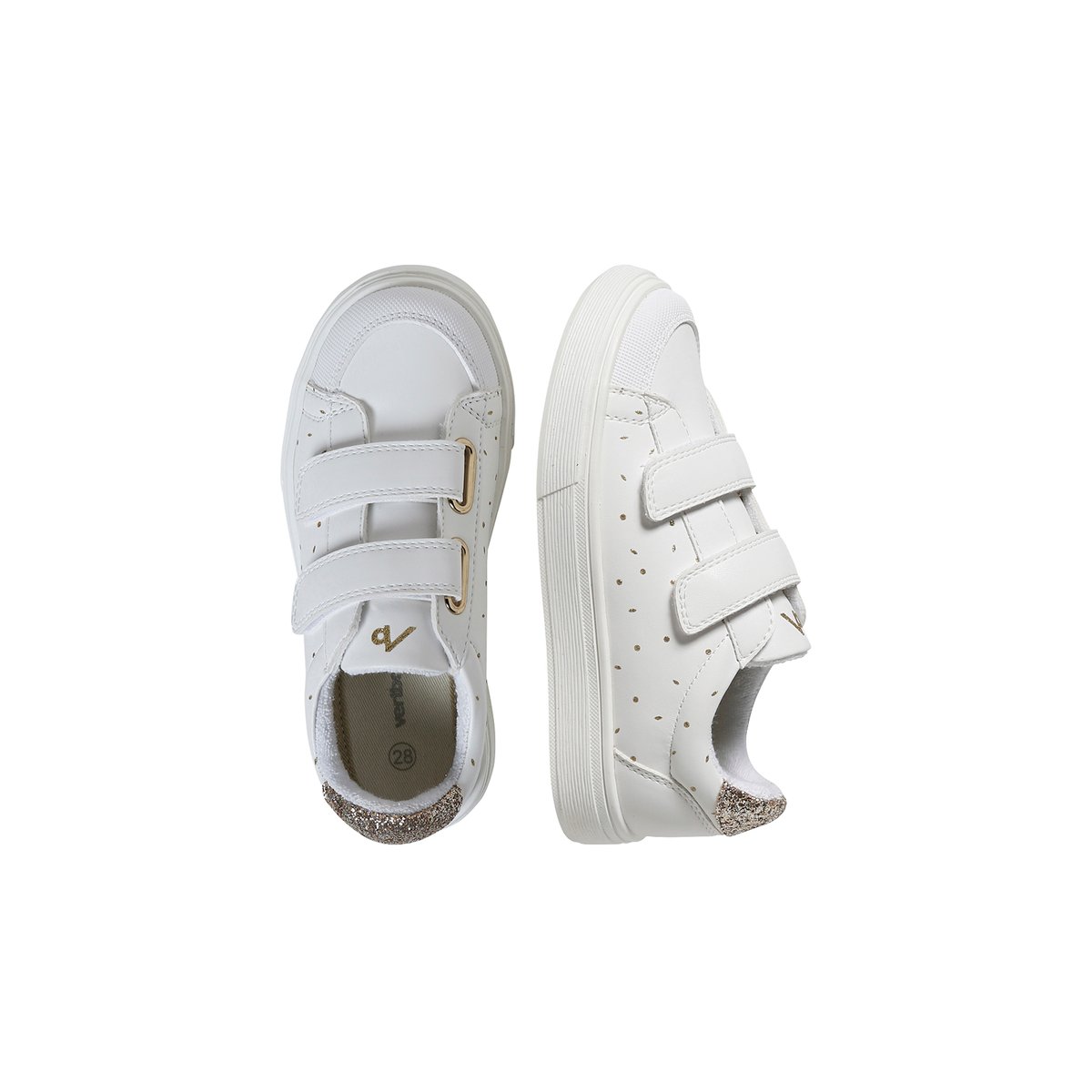 Baskets synthétique à scratchs ou lacets blanc imprimé, VERTBAUDET