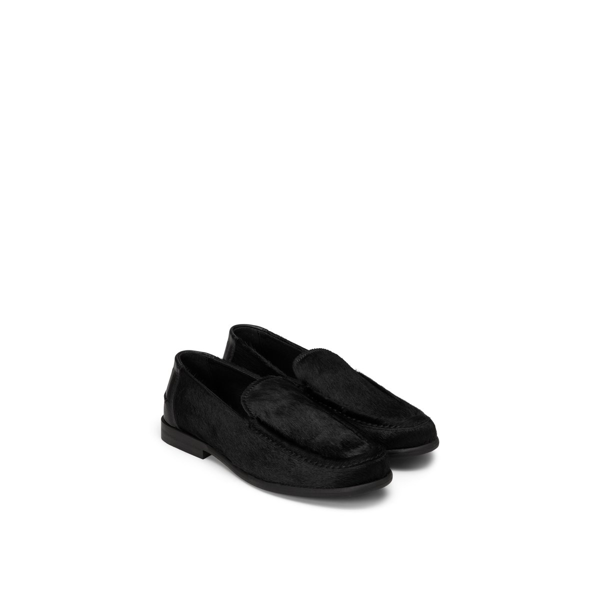 Mocassins modèle Fiona en cuir de bovin avec une surface à poils naturels noir, MARC O'POLO