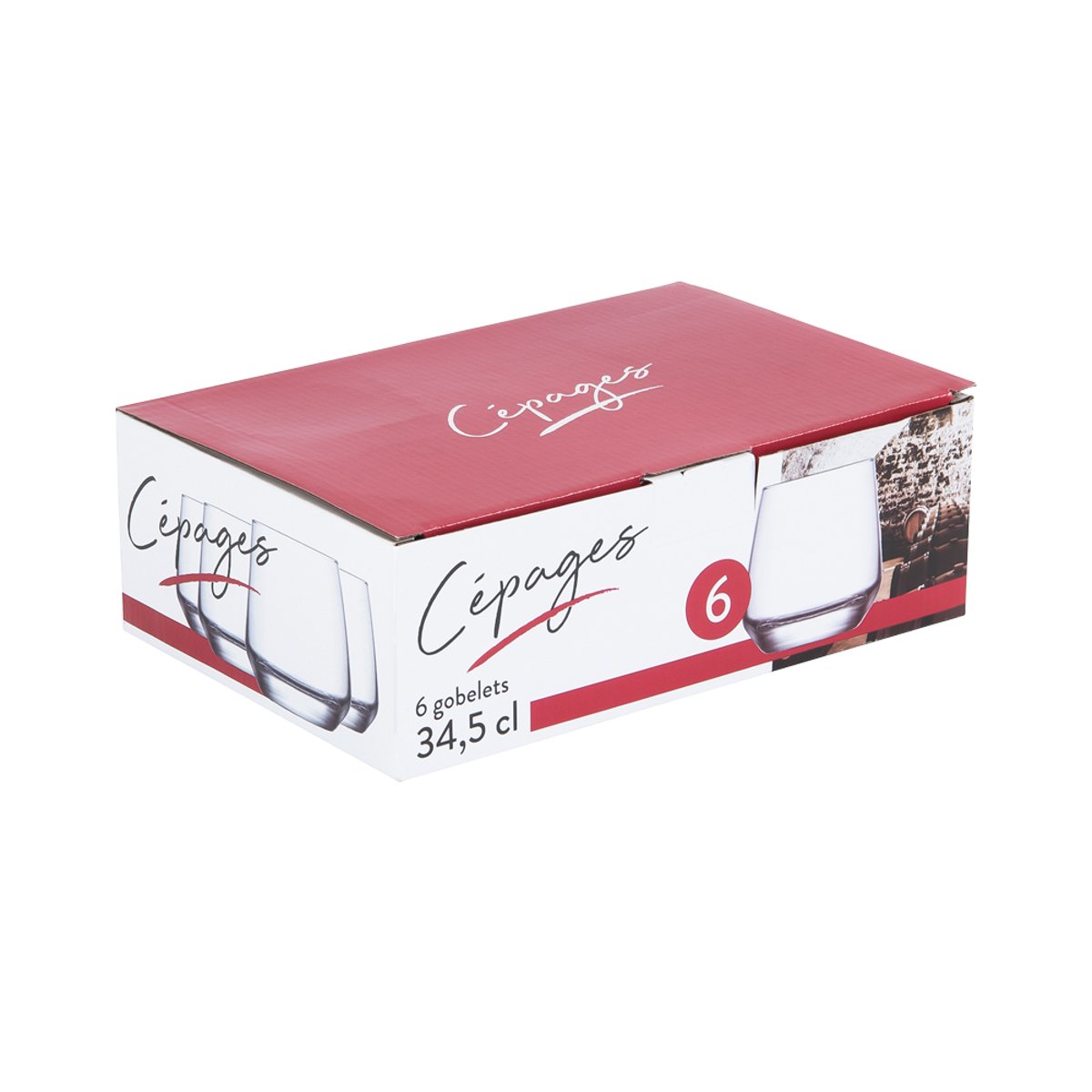 Boîte de 6 gobelets Cépages 34,5 cl transparent / cristal, TREND'UP
