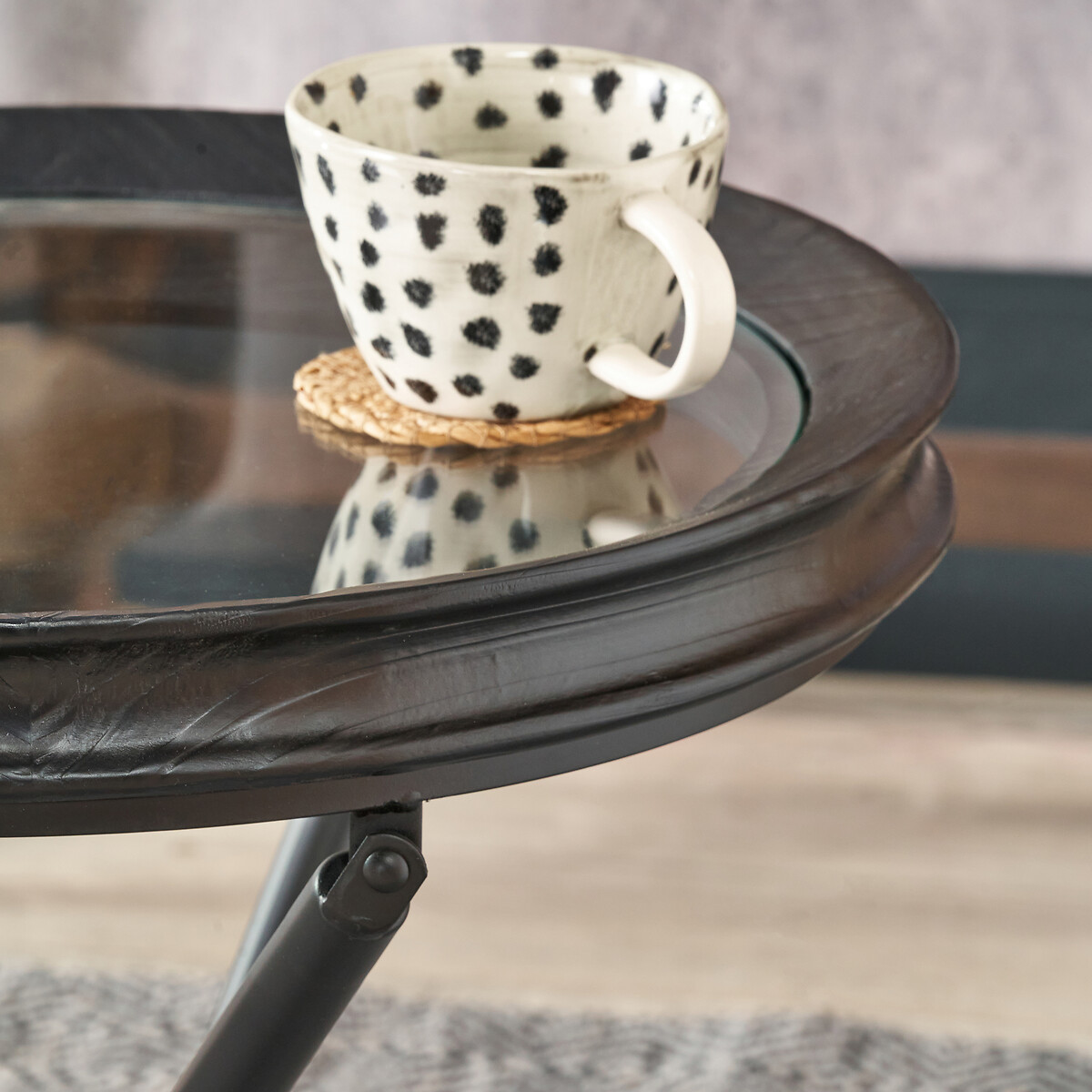 Ellery Glass & Wood Side Table black, SO'HOME