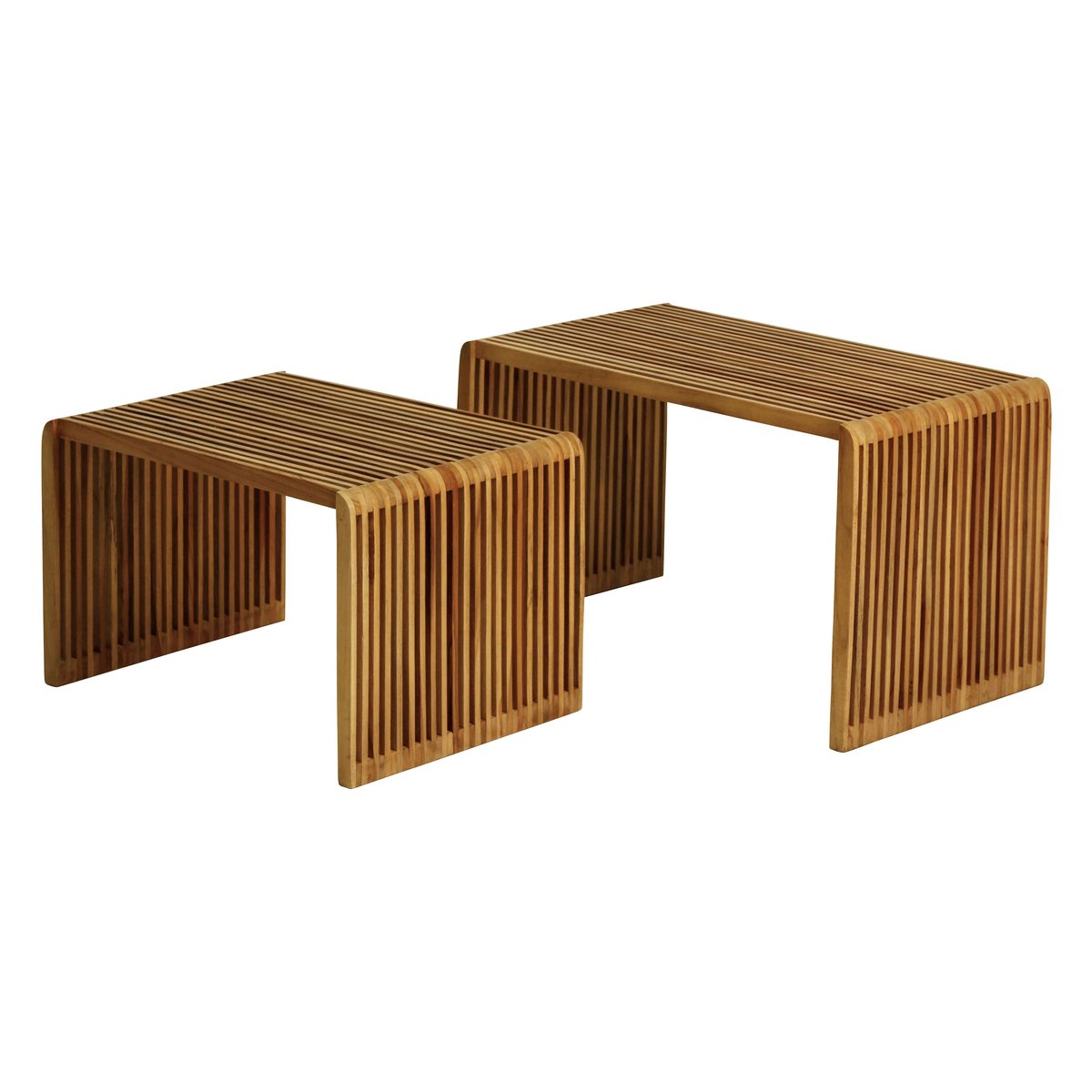 Tables basses gigognes teck recyclé 70cm - Set de 2 naturel, ZAGO