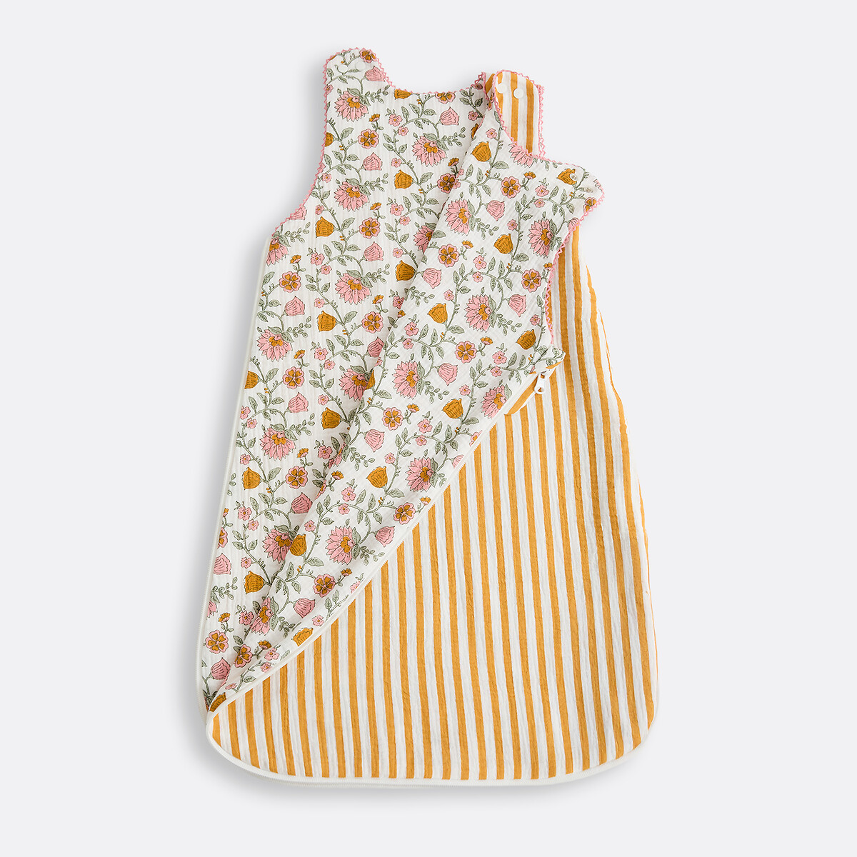 Sacco nanna estivo reversibile in garza di cotone, Yassia écru/giallo, LA REDOUTE INTERIEURS
