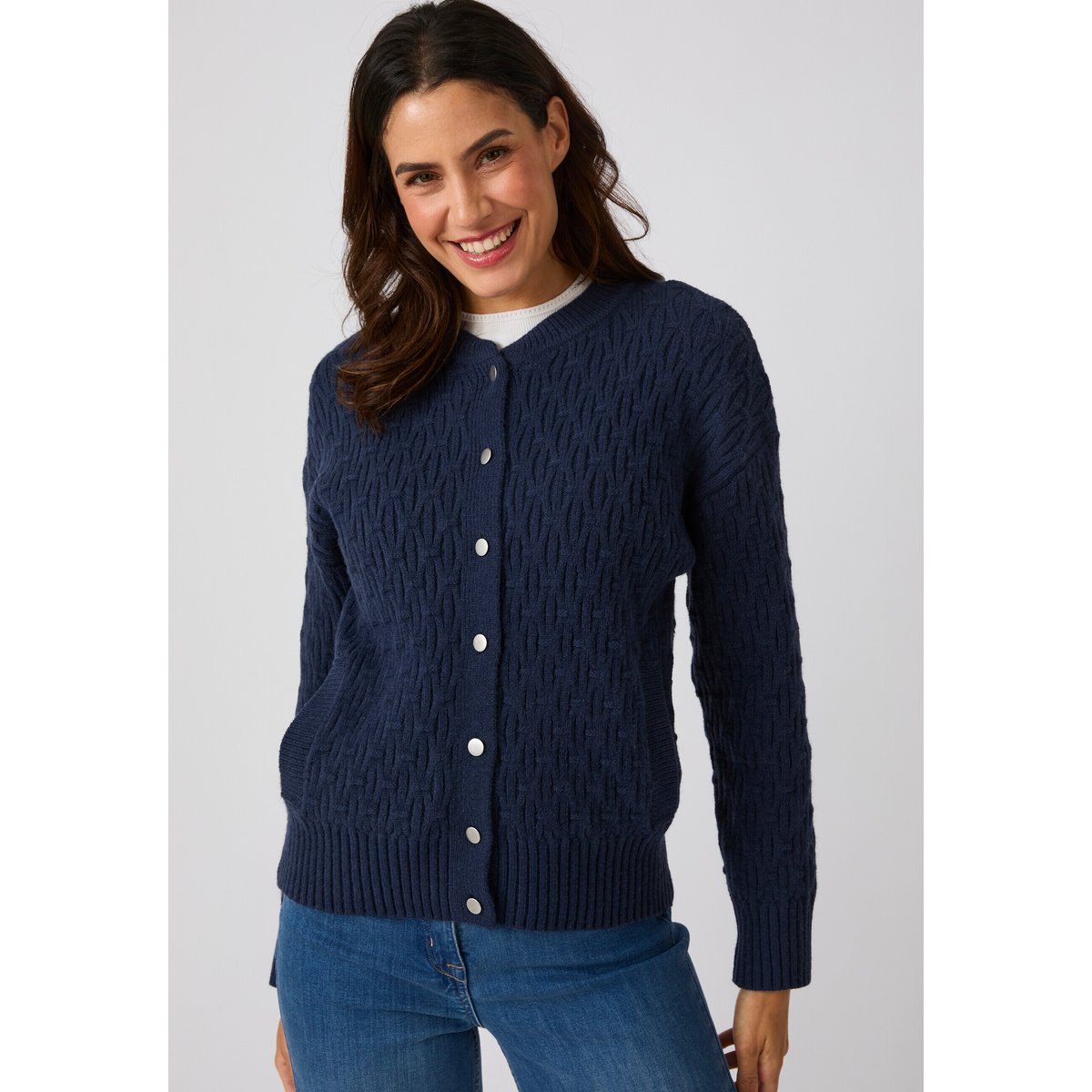 Cardigan esprit blouson Thermolactyl bleu marine, DAMART
