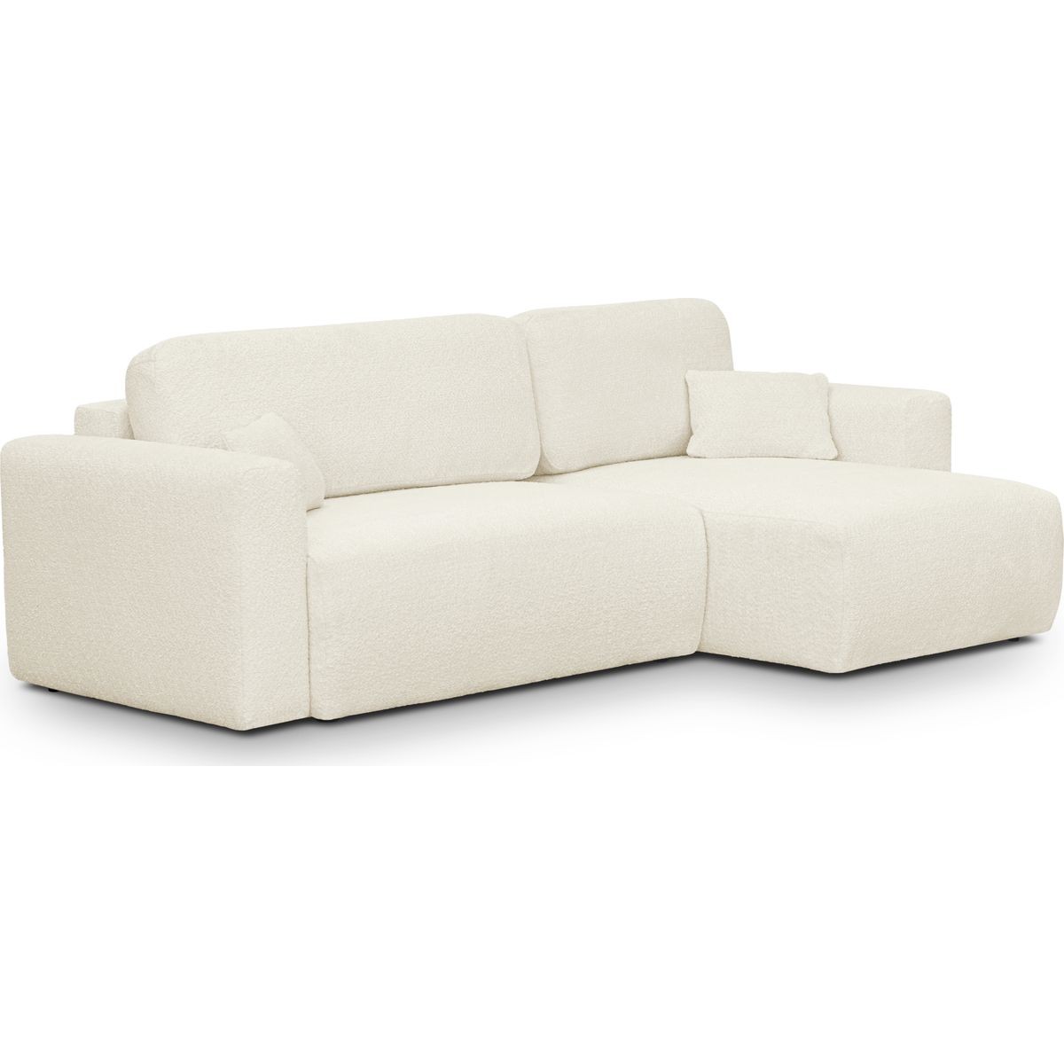 Canapé d'angle convertible 4 places en tissu bouclé - DAVIS beige, HOMIFAB