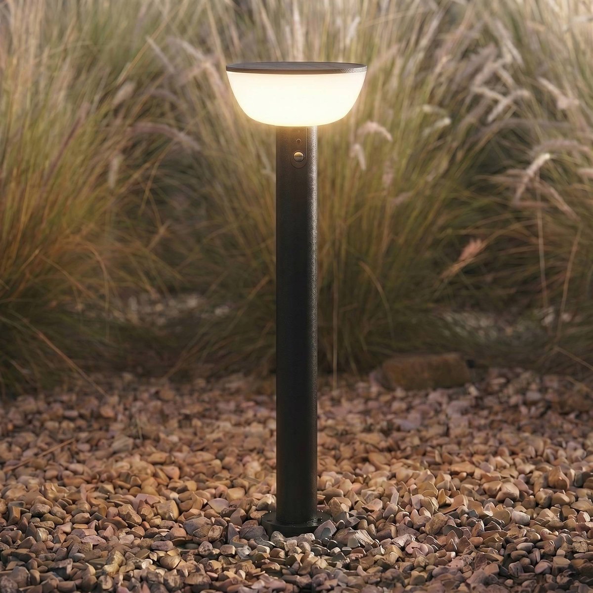 Lampe solaire extérieur en métal moderneLED noir, blanc, LINDBY