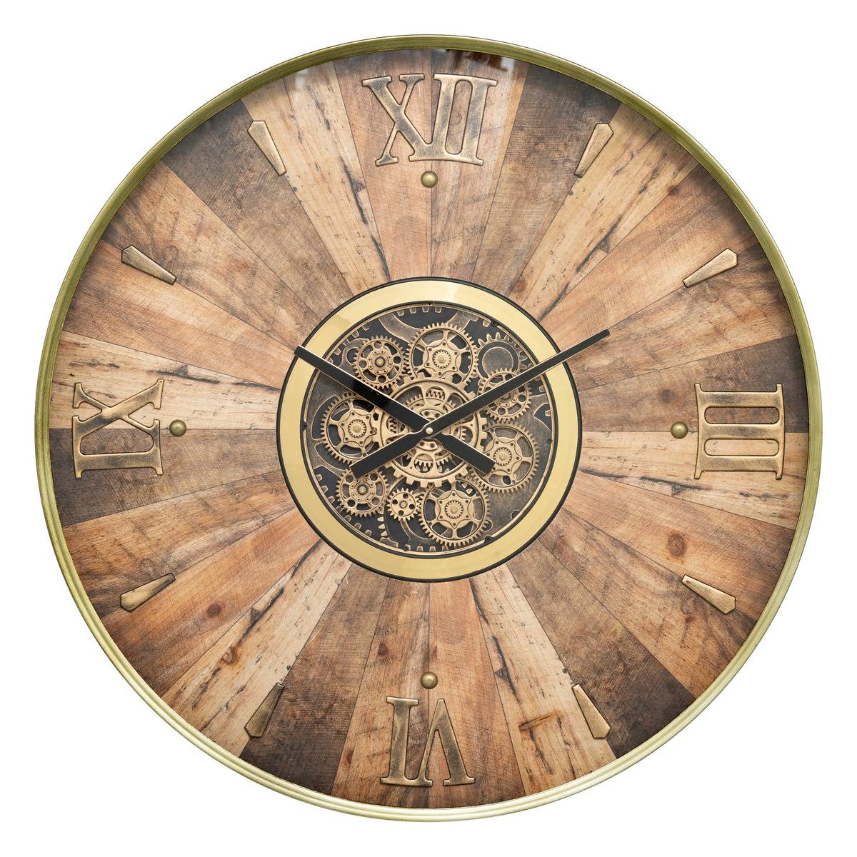 Horloge mécanique à engrenages KEANE marron, ATMOSPHERA