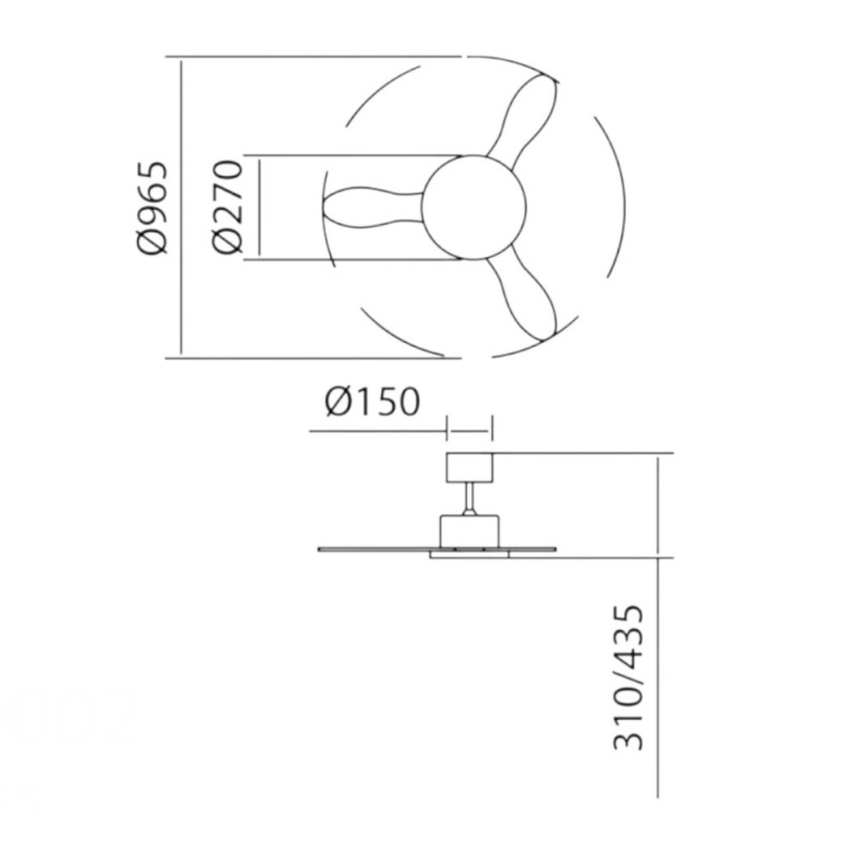 Ventilateur de plafond lumineux noir mat RIGA II XS noir, MILLUMINE