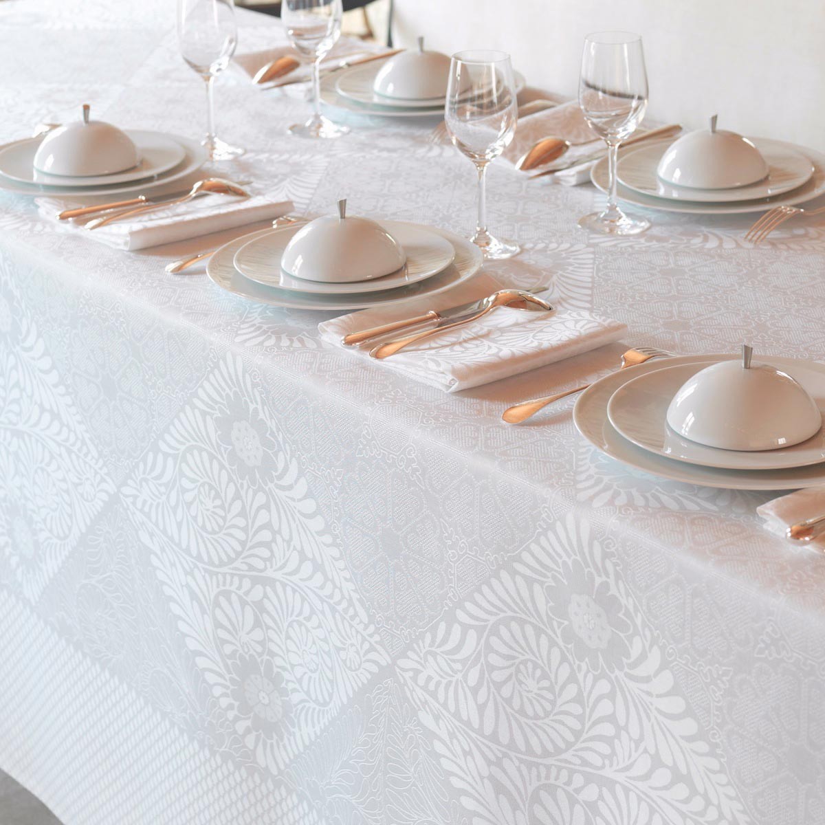 Set en Coton/Lin, BOSPHORE BLANC blanc, LE JACQUARD FRANCAIS