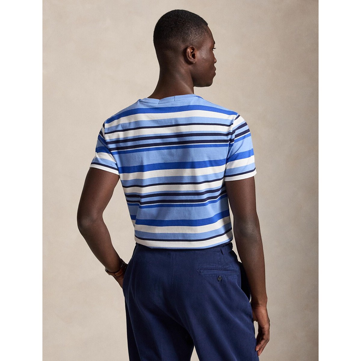 T-shirt de manga curta, CUSTOM FIT riscas azuis, POLO RALPH LAUREN