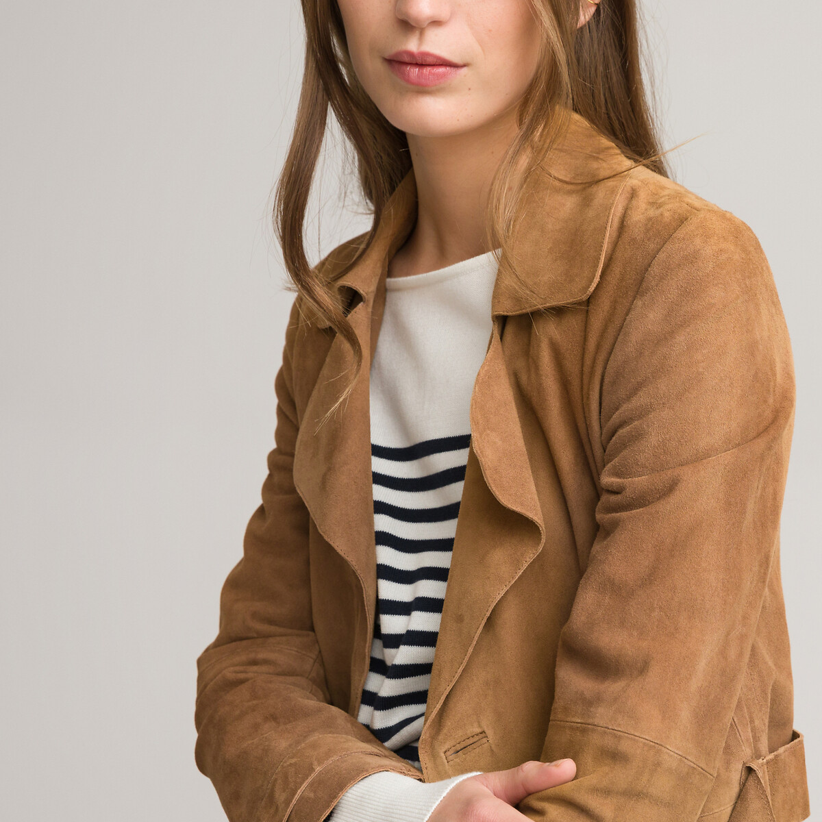 Leather Long Trench Coat camel, LA REDOUTE COLLECTIONS