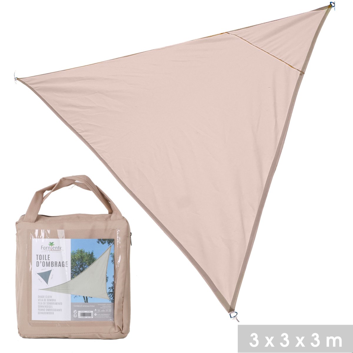 Toile ombrage triangulaire beige - 300x300x300cm beige, SUNNYDAYS