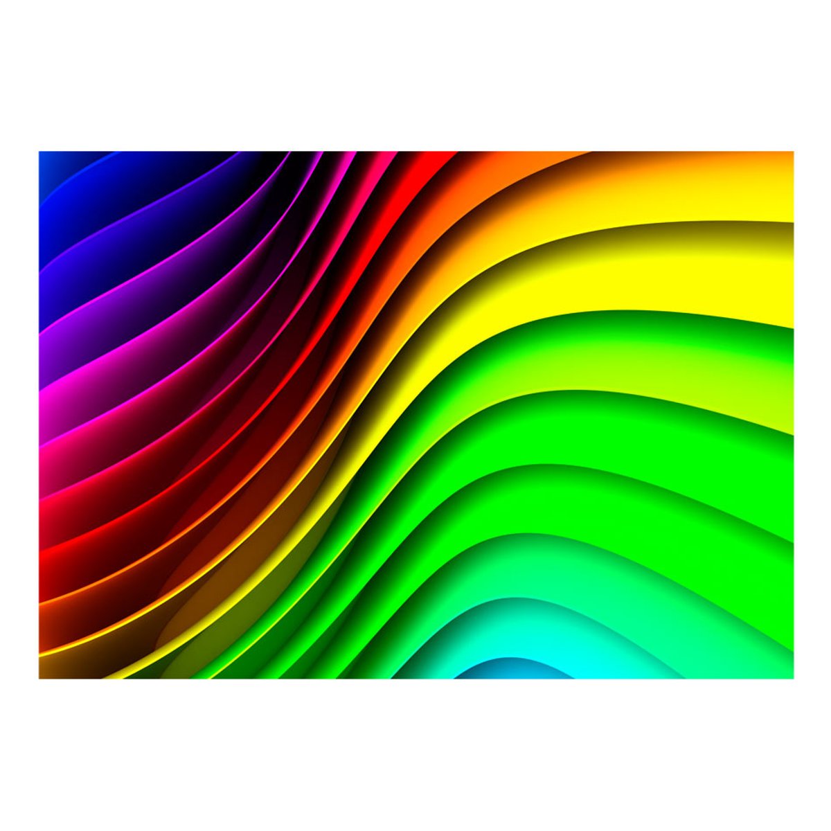 Papier peint intissé panoramique Abstractions Rainbow Waves 1 vert, EDEN