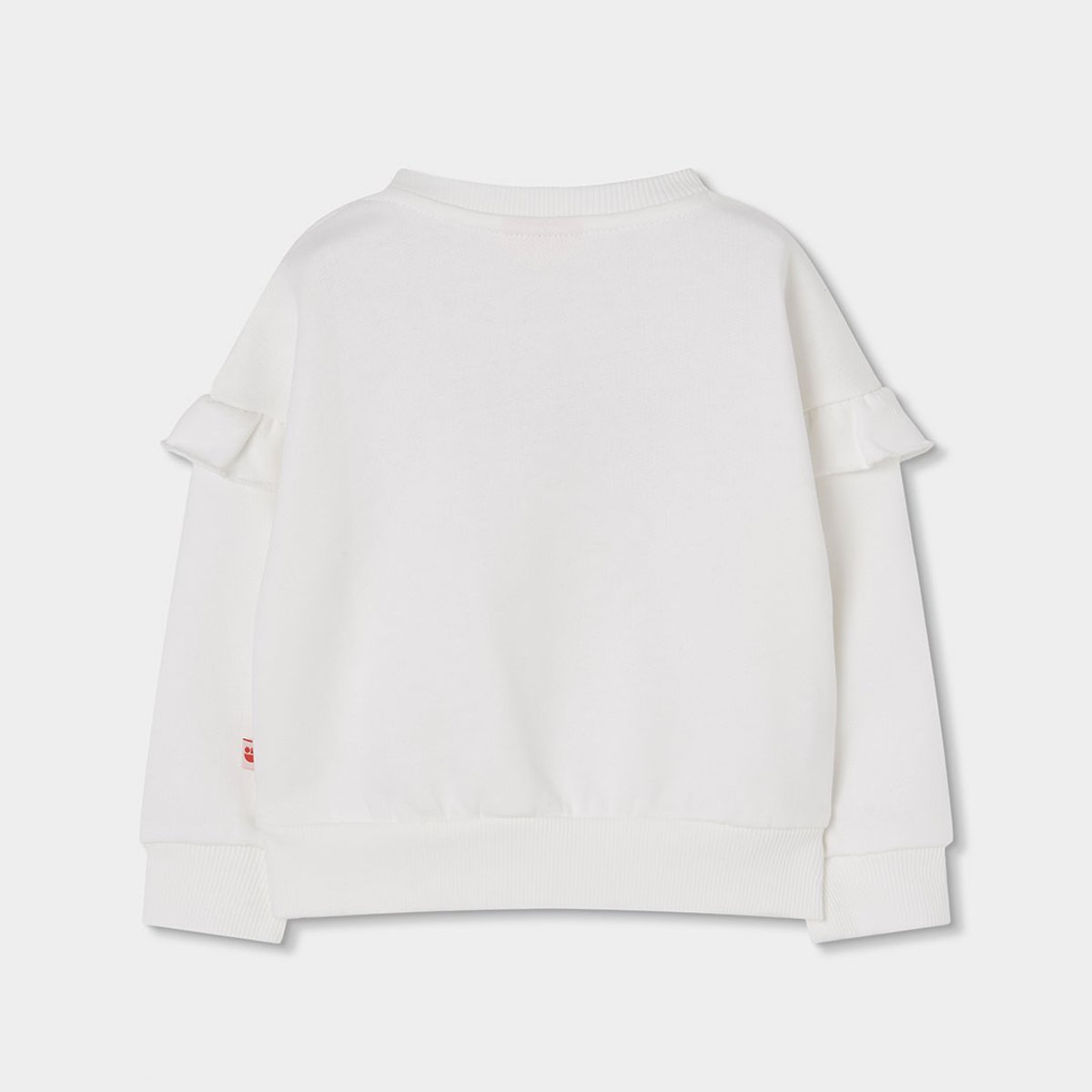 Sweat-shirt fille molleton broderie tulipes blanc, BOBOLI