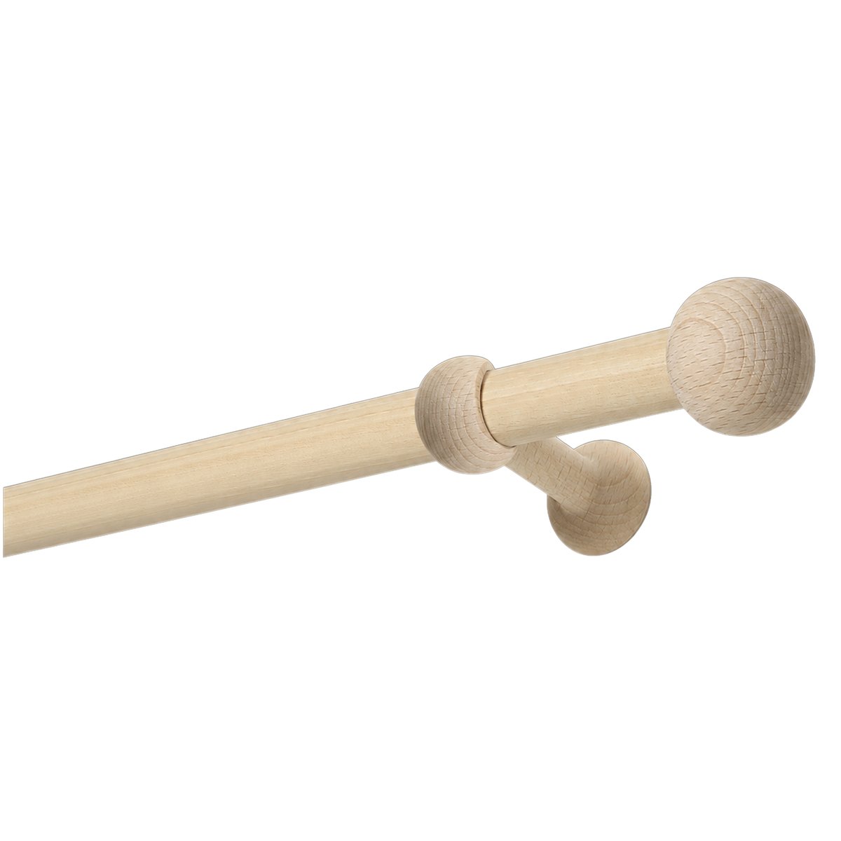Kit tringle à rideaux en bois hêtre D28 mm naturel, MOBOIS