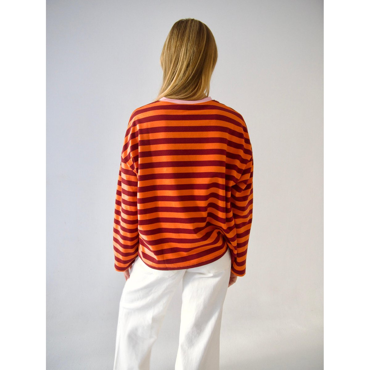 T-shirt rayé manches longues NÚRIA orange / bordeaux, MINDTRAVELER
