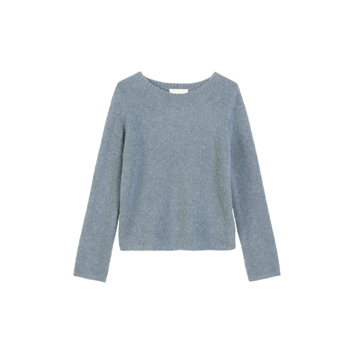 Pull bouclette regular en mélange de laine vierge et de laine d'alpaga bleu moyen, MARC O'POLO