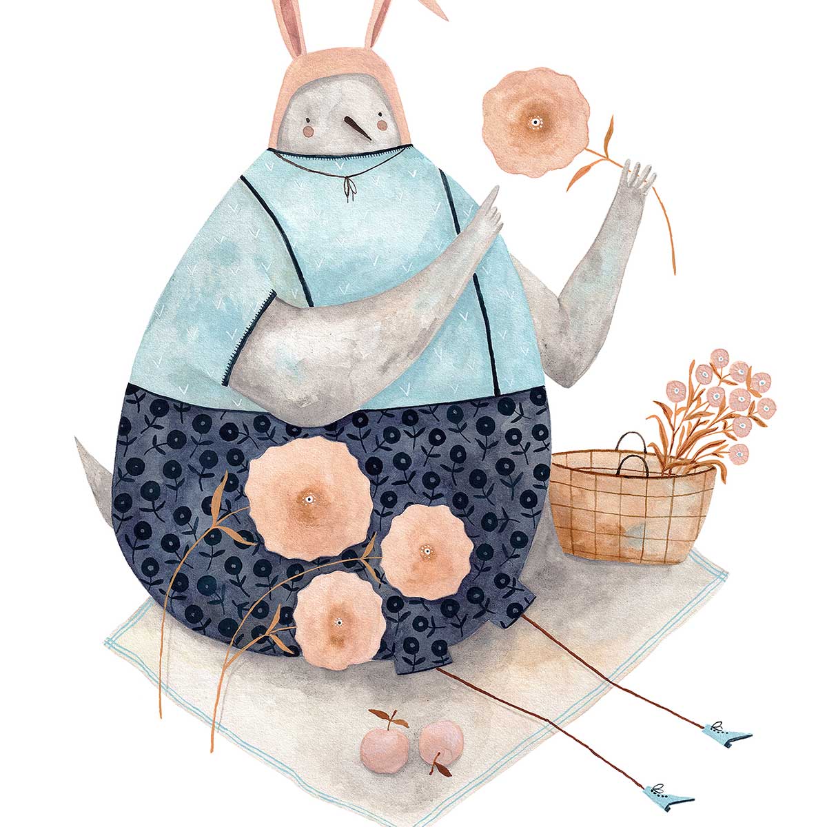 Affiche enfant pigeon aux fleurs affiche seule, HEXOA