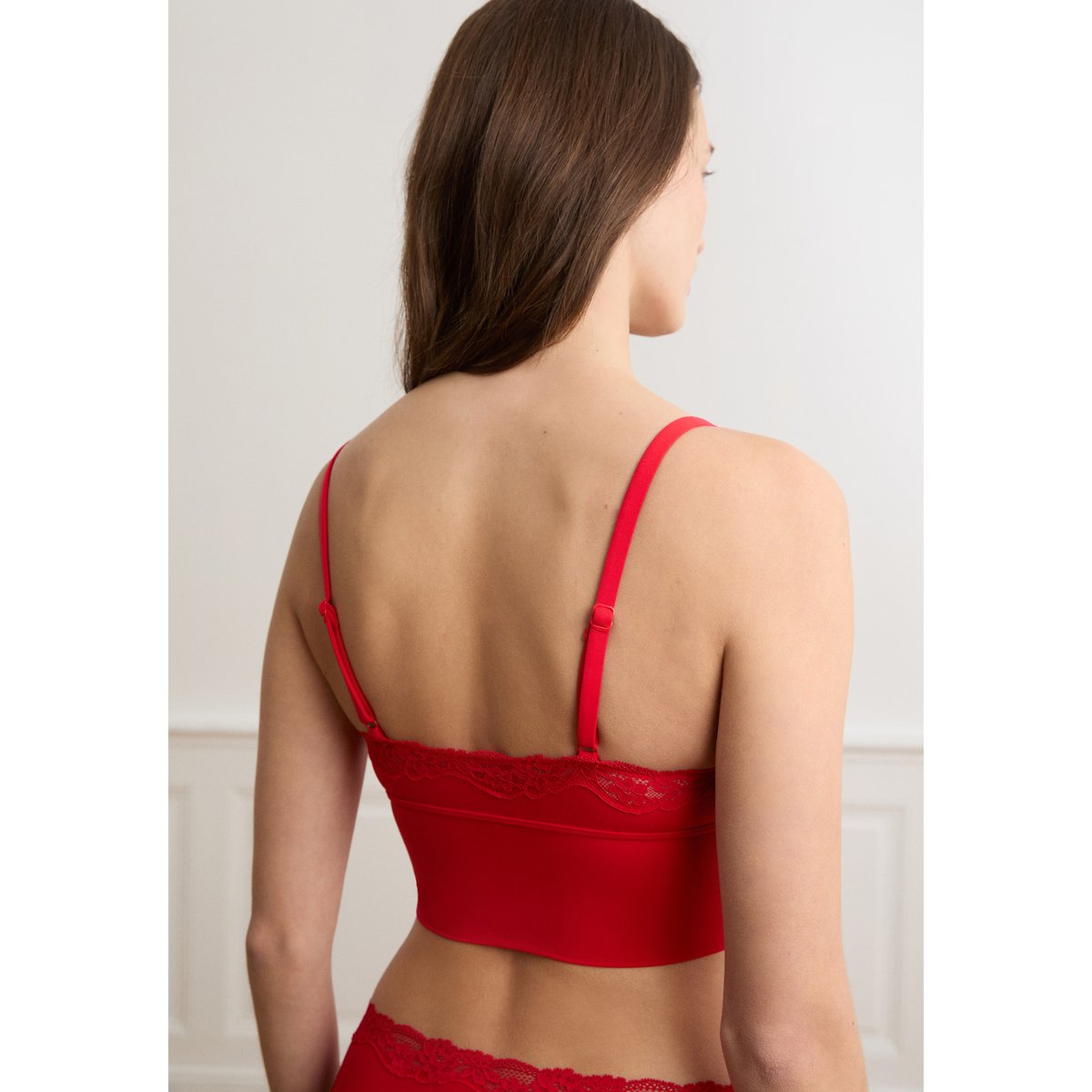 Soutien-gorge triangle en microfibre et dentelle PURE SOFT LACE rouge, ETAM