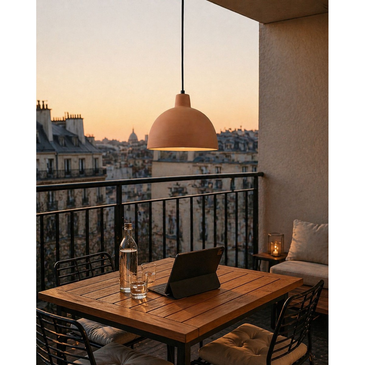 Suspension en terre cuite extérieur, CLOCHE terre cuite, GERARD LAMY