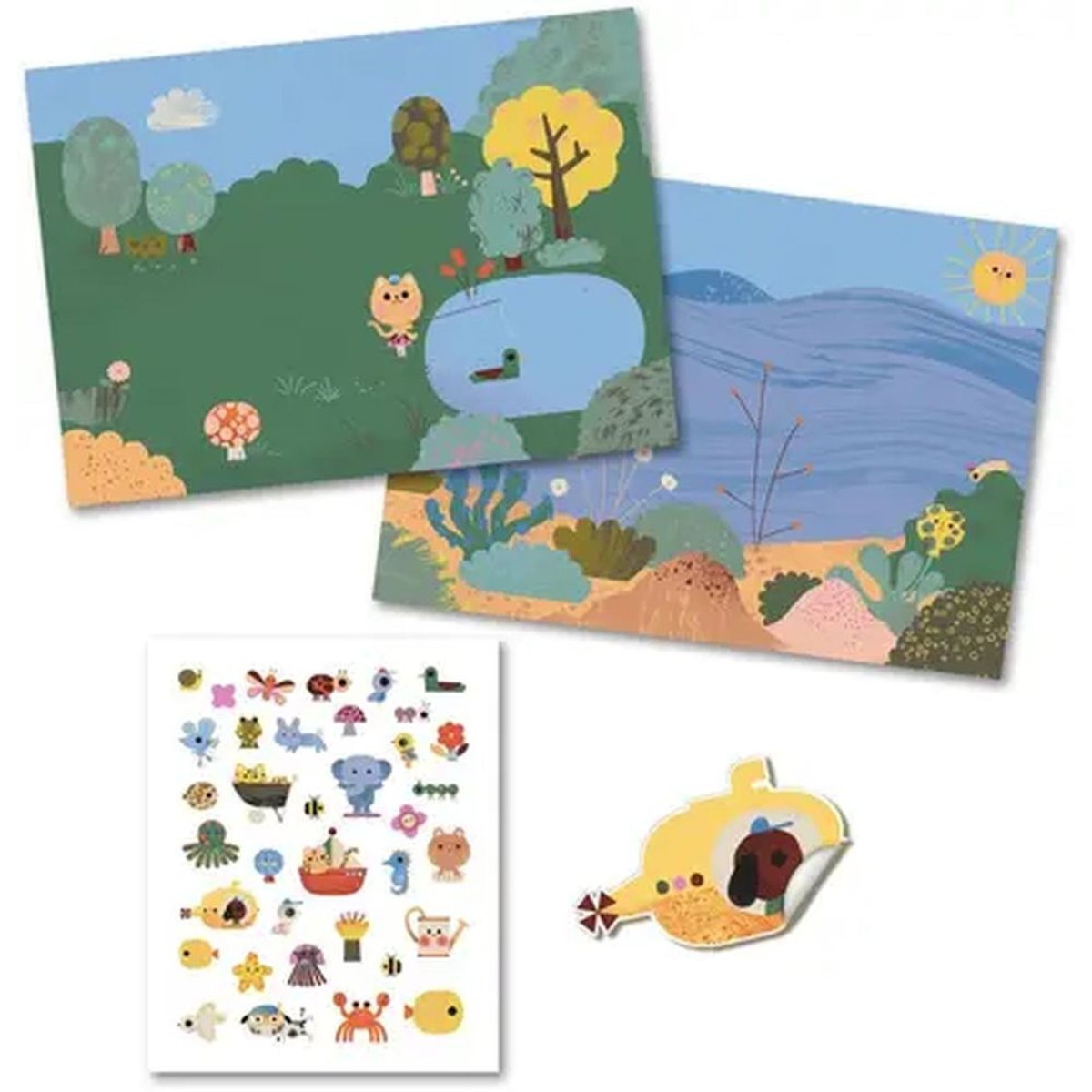 Pochette de stickers repositionnables avec décors Summertime couleur unique, DJECO
