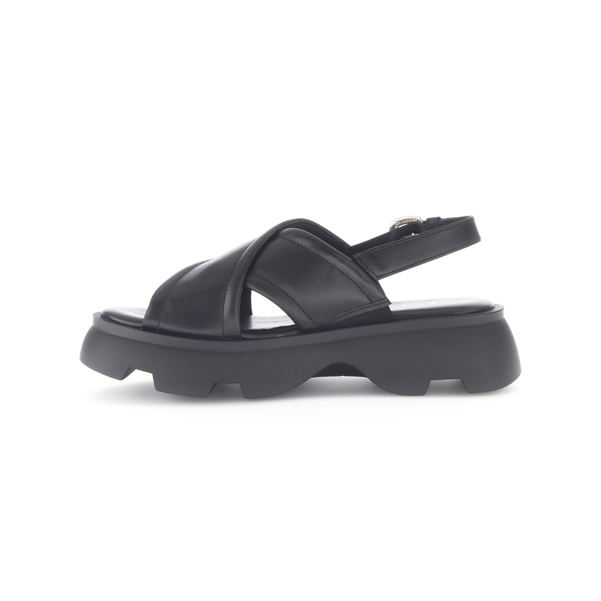 Sandales en cuir lisse à talon décroché noir lisse, GABOR