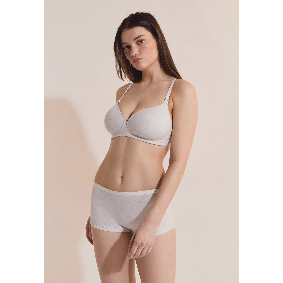 Soutien-gorge coques fines, clips d'allaitement SOFTY gris clair, ETAM