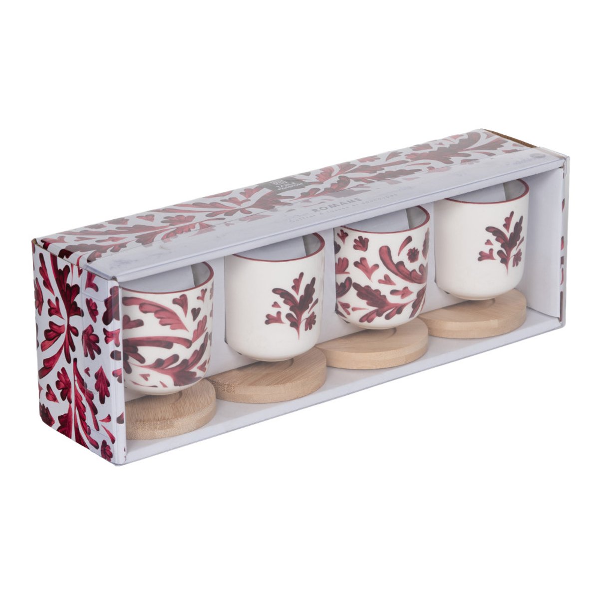Coffret de 4 tasses avec sous tasses Romane 10cl - ROMANE rouge, TABLE PASSION