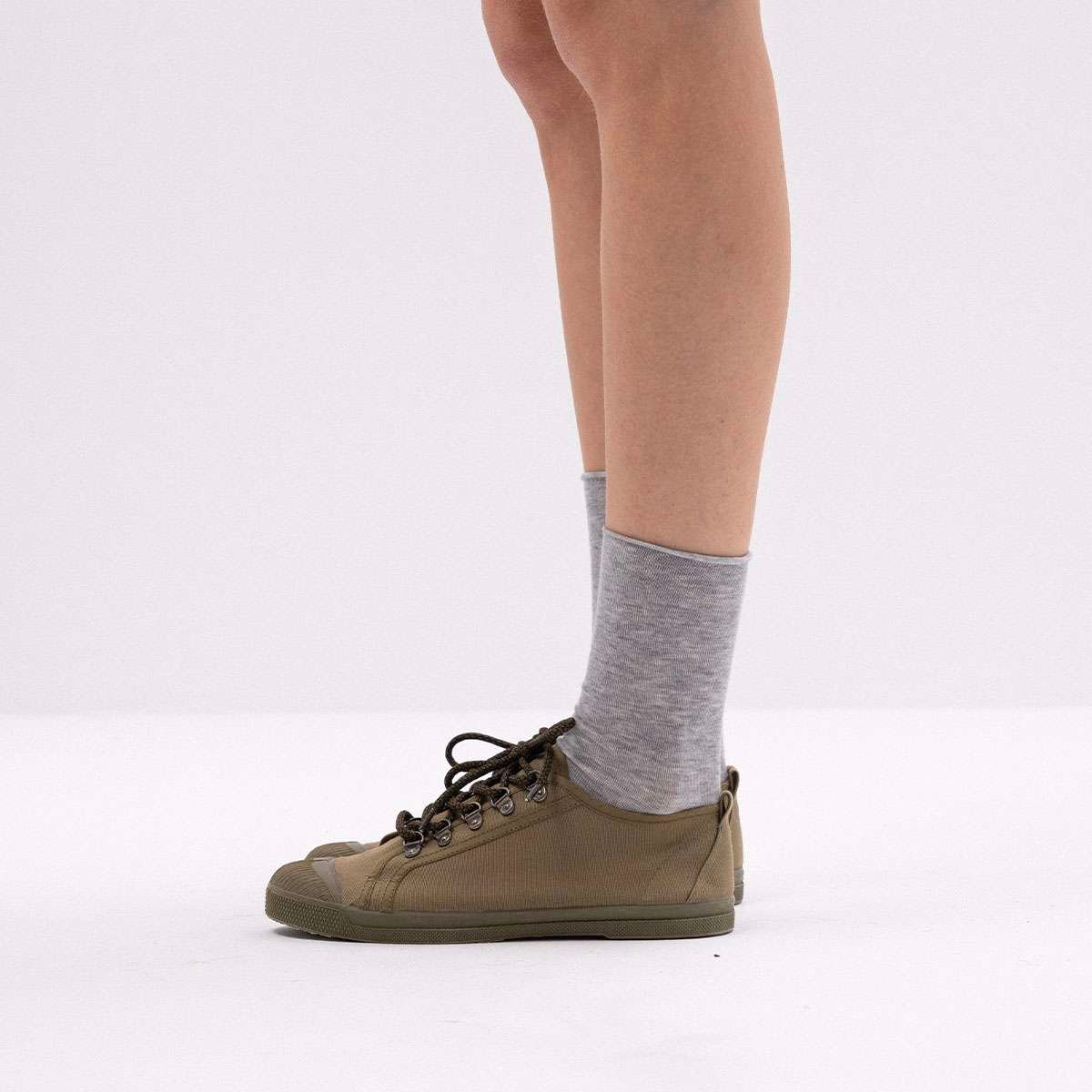 Tennis à lacets en coton recyclé COLORSOLE kaki, BENSIMON