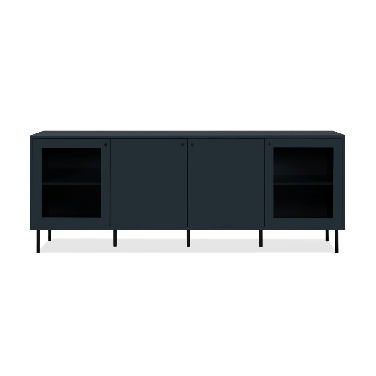Buffet bas vitrine bleu sombre 4 portes RAVEN bleu, PIER IMPORT