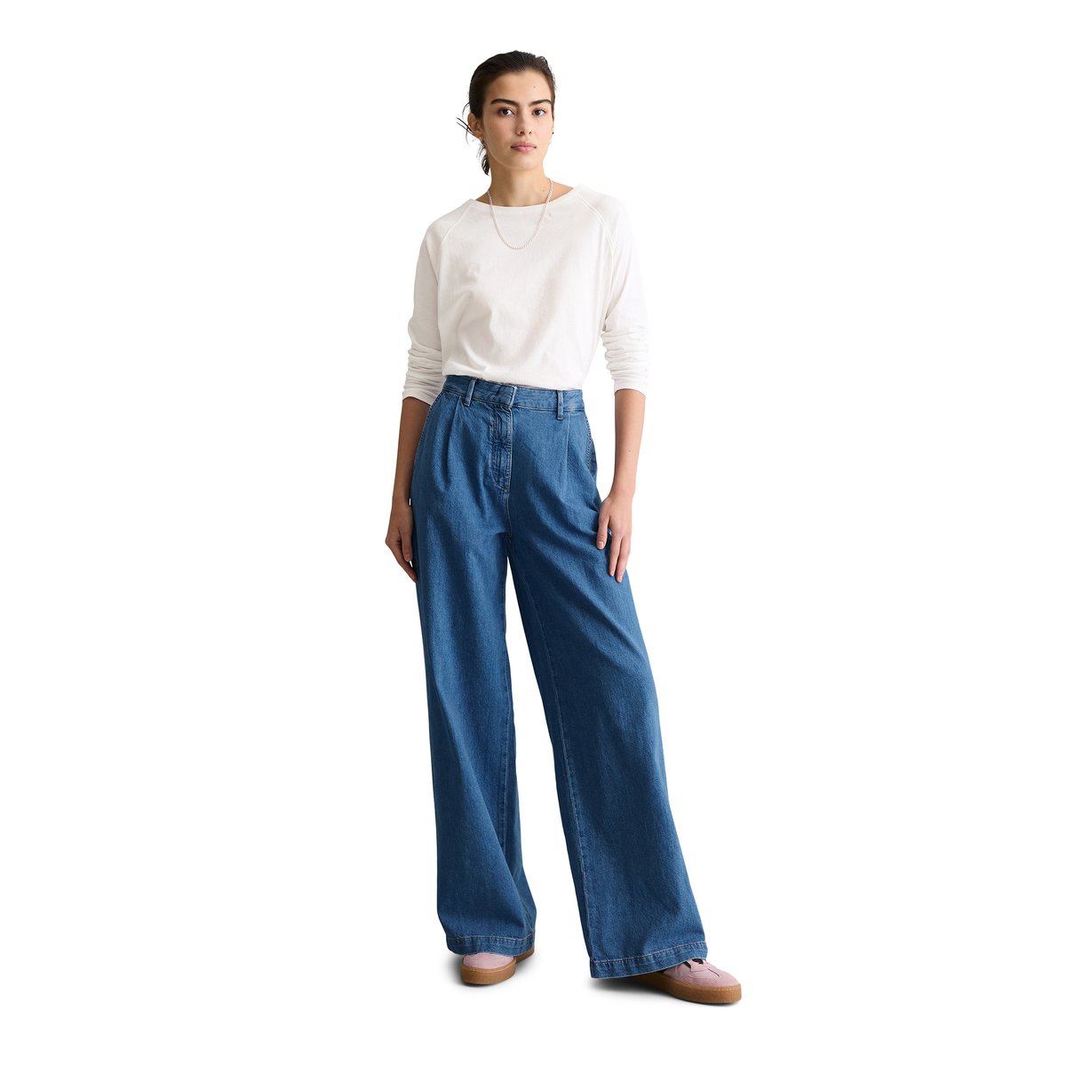 Jeans modèle Tomma large avec des fibres de feuilles d'ananas bleu moyen, MARC O’POLO DENIM