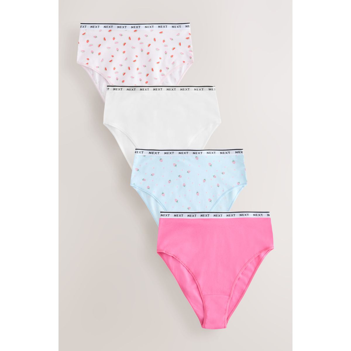 Culotte à logo, lot de 4 imprimé fruits, NEXT