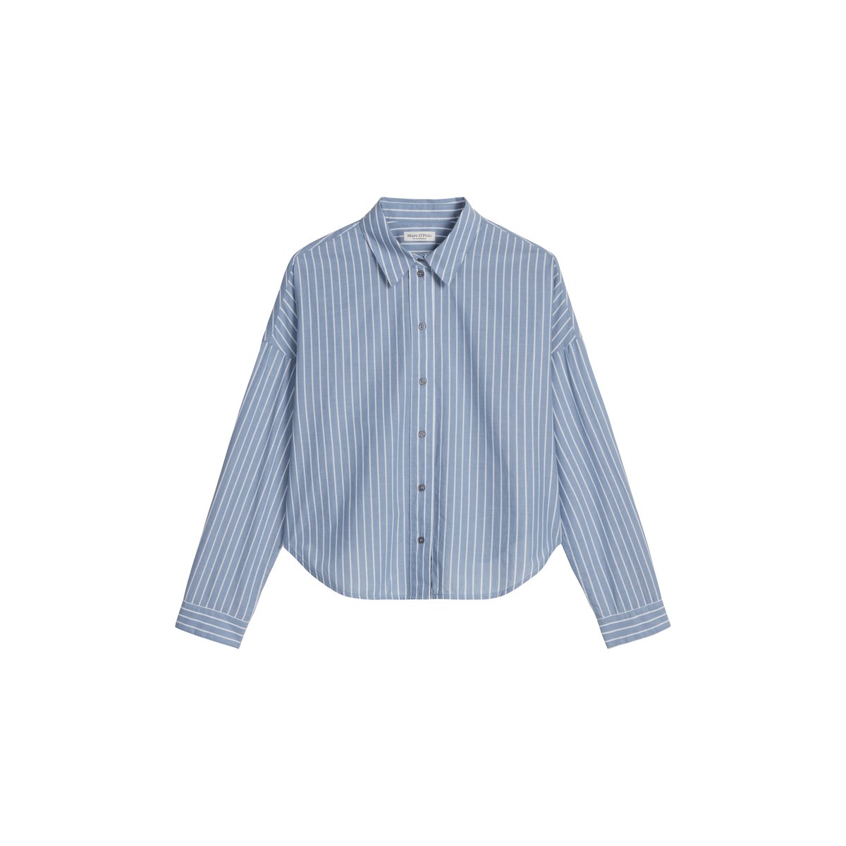 Blouse à rayures loose en coton chambray bleu moyen, MARC O'POLO
