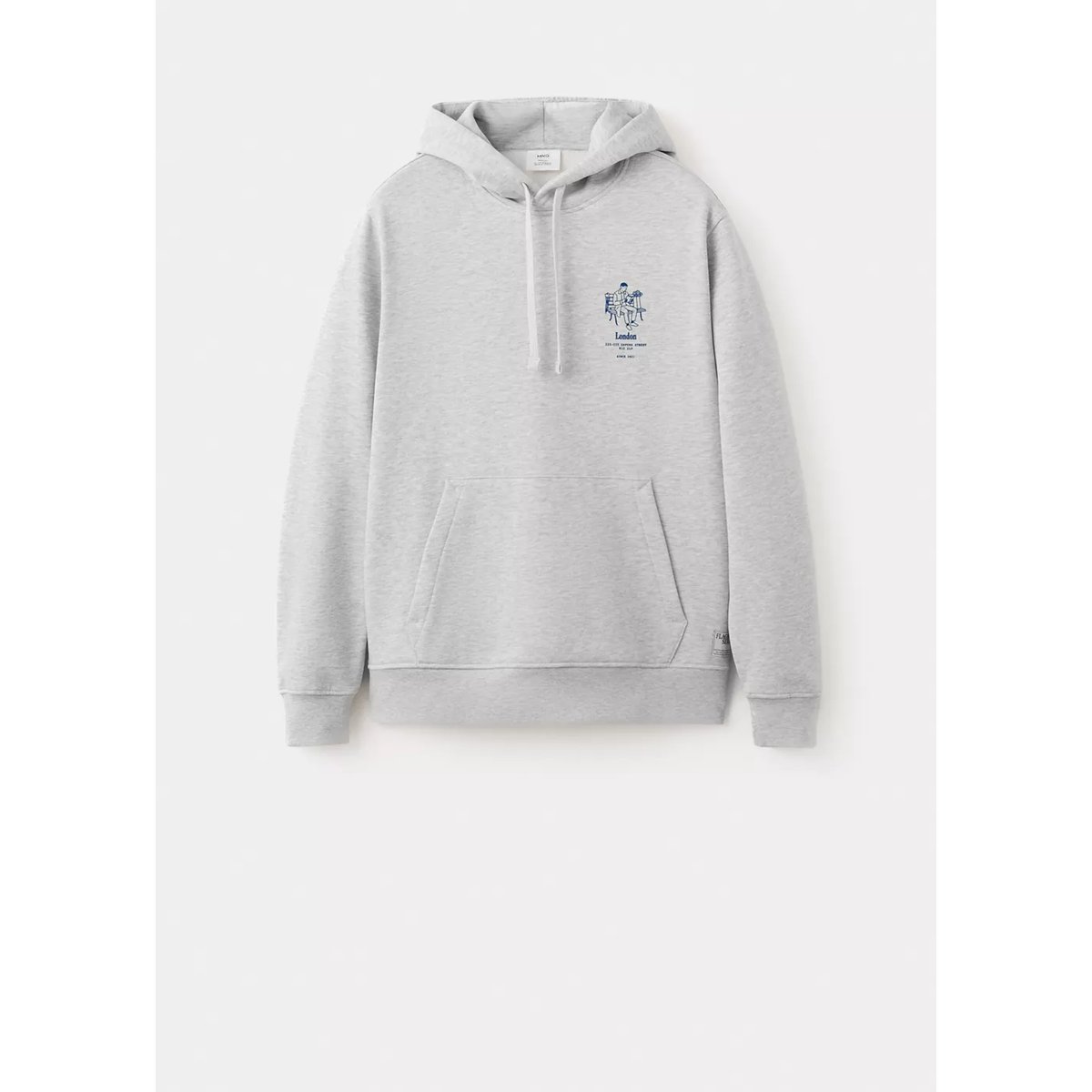 Sweat-shirt capuche coton texte gris chiné moyen, MANGO MAN