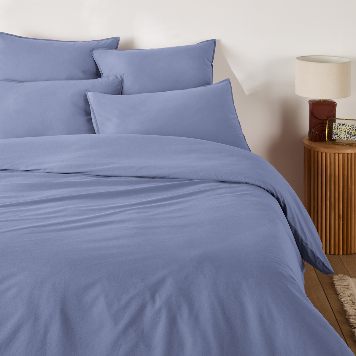 Housse de couette unie en coton lavé, Scenario bleu cyclades, LA REDOUTE INTERIEURS