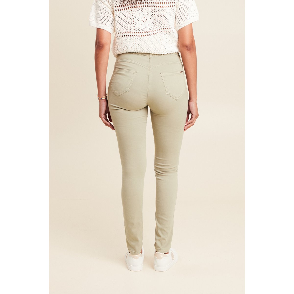 Pantalon léger taille haute long vert clair, BREAL
