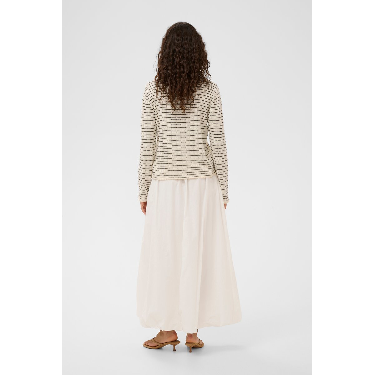 Cardigan à tricot blanc turtledove w black stripe, SOAKED IN LUXURY
